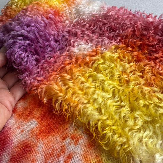 Curly Kid Mohair - Hand Dyed Sunrise Clouds - Fat 1/8m - FEB055