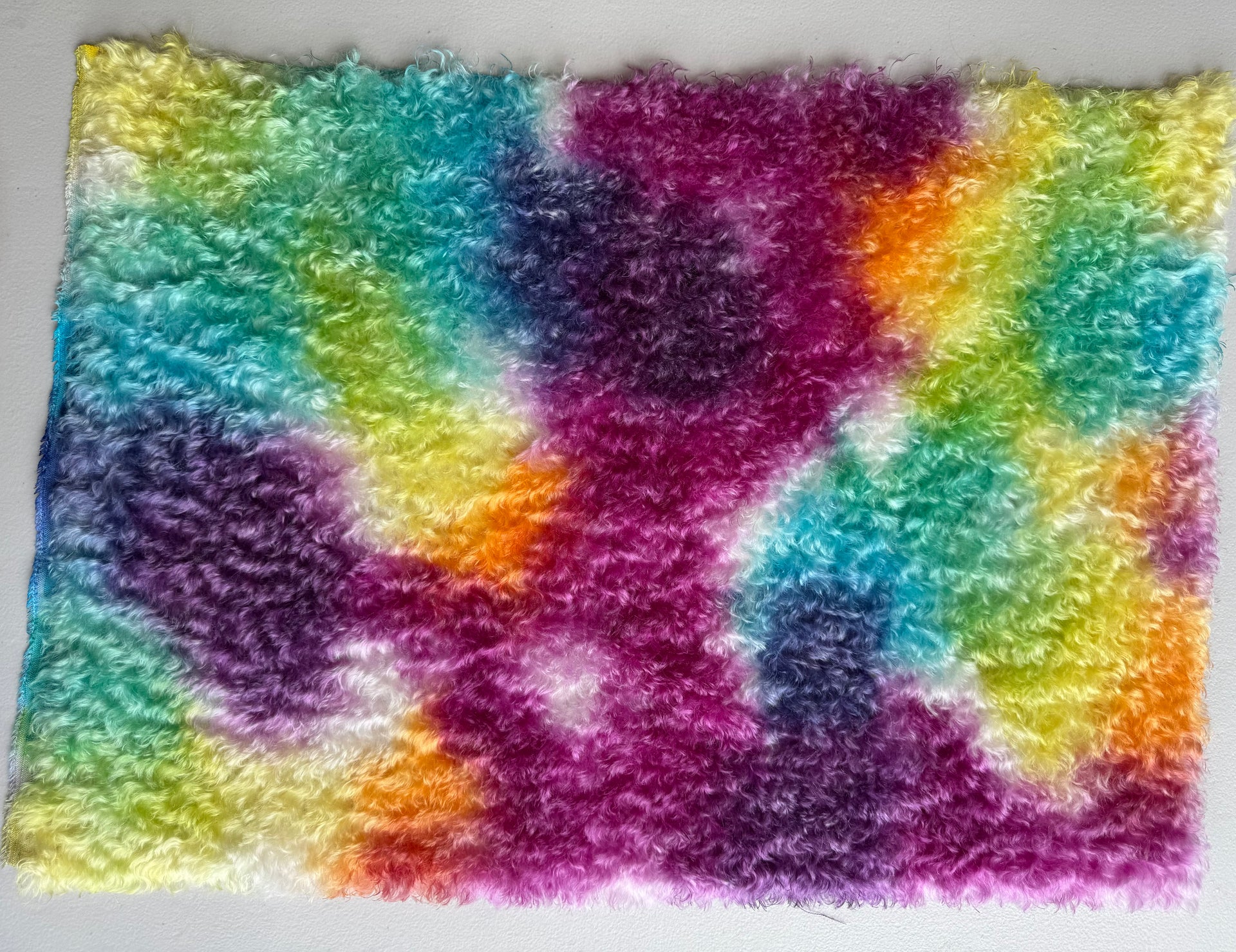 Curly Kid Mohair - Hand Dyed Bright Rainbow Clouds - Fat 1/4m - FEB059