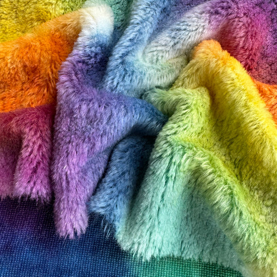 10mm Alpaca  - Hand Dyed Rainbow Clouds - Fat 1/8m  - FEB071