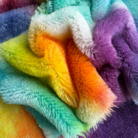 10mm Alpaca  - Hand Dyed Bright Rainbow - Fat 1/8m  - FEB072