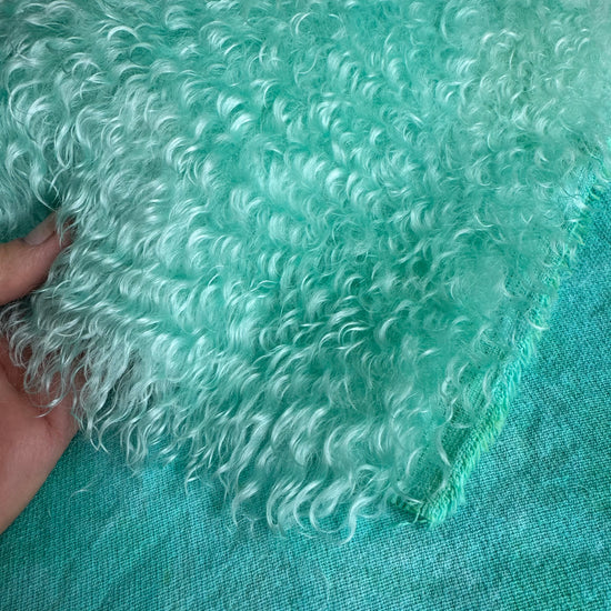 Curlylocks Mohair - Hand Dyed Aqua - Fat 1/8m - FEB083