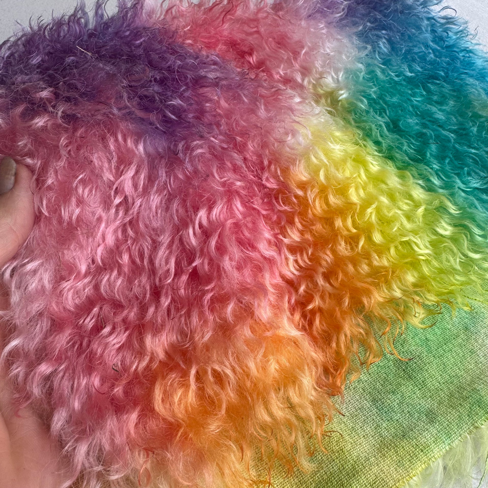 Curlylocks Mohair - Hand Dyed Rainbow Clouds - Fat 1/8m - FEB088