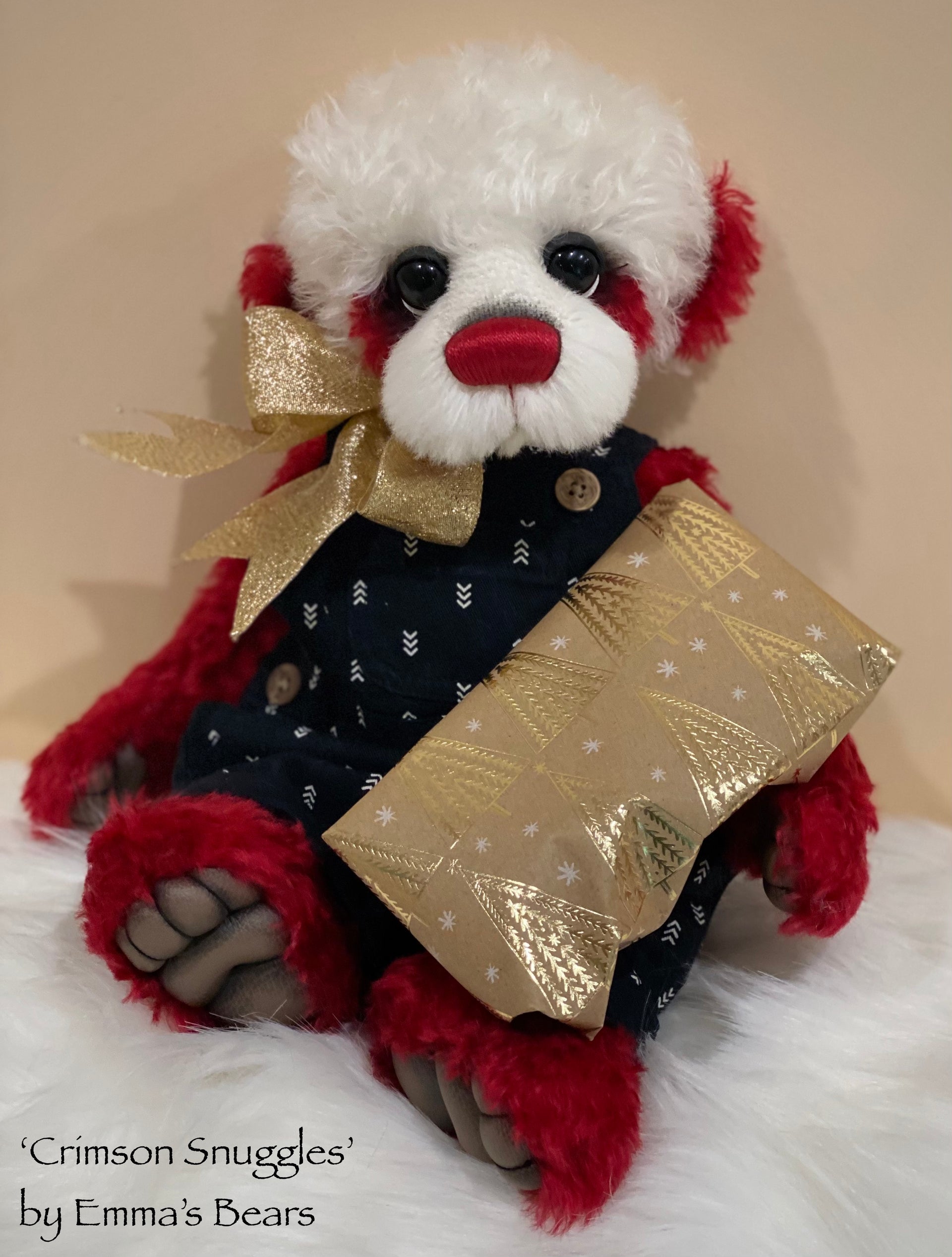 Crimson Snuggles - 17" Christmas 2023 Artist Bear by Emma's Bears - OOAK