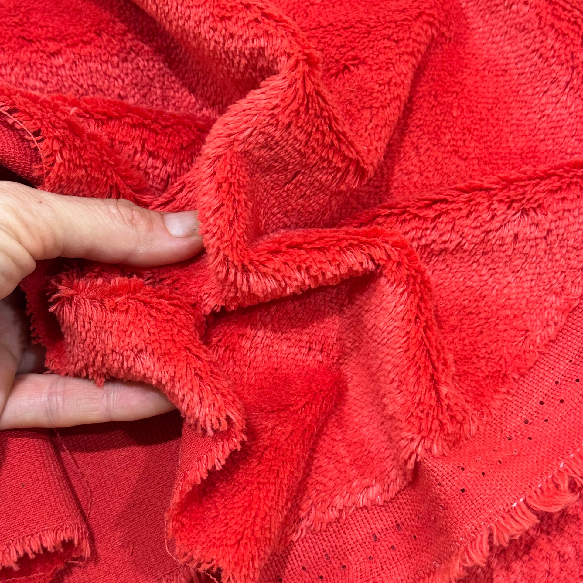 Cotton Fur - Straight 7mm Pile - Cherry Red