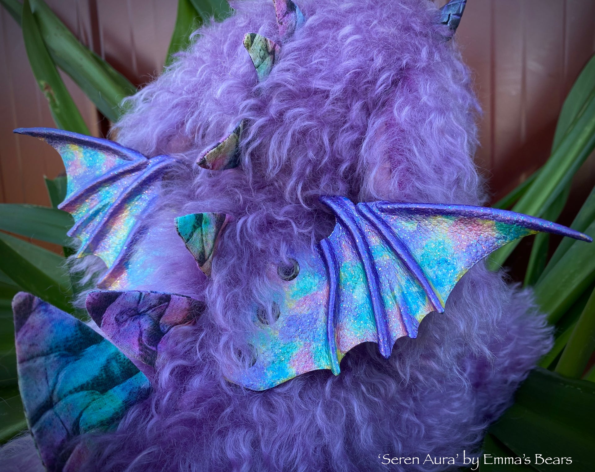 Seren Aura - 15" hand-dyed curlylocks mohair Artist Baby Dragon by Emmas Bears - OOAK