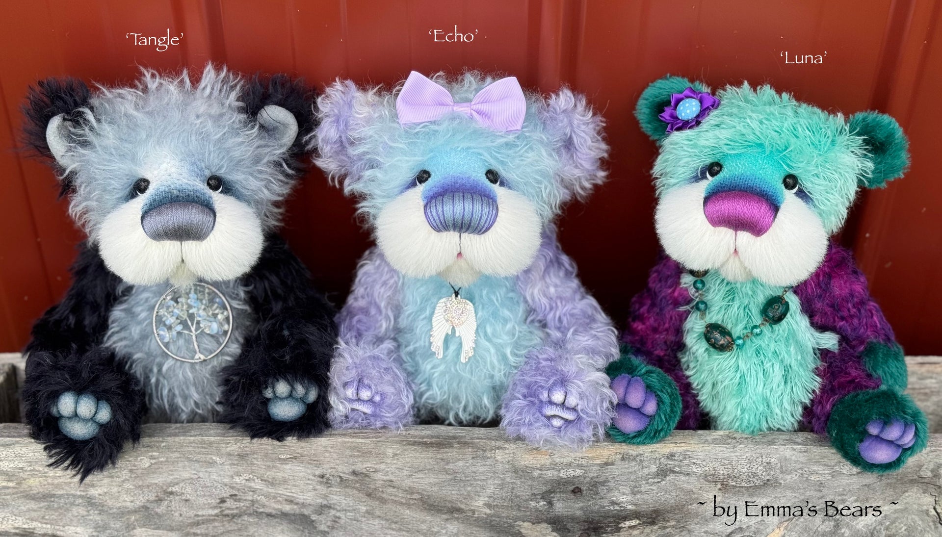 Luna - 11" Teal, turquoise and purple mohair artist bear by Emma's Bears - OOAK