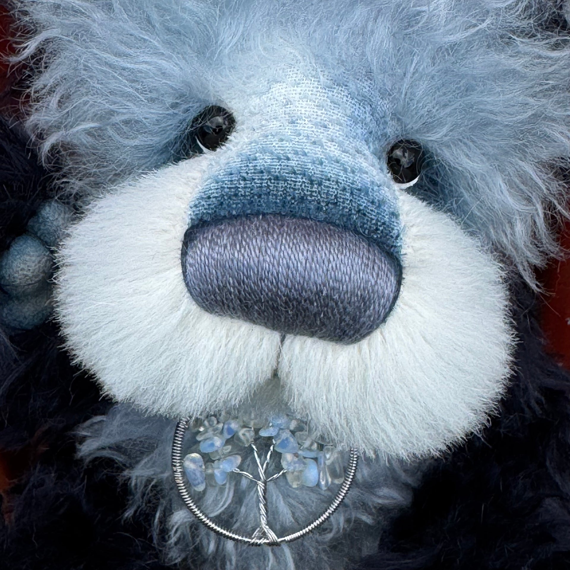 Tangle - 11" Grey and navy blue mohair artist bear by Emma's Bears - OOAK