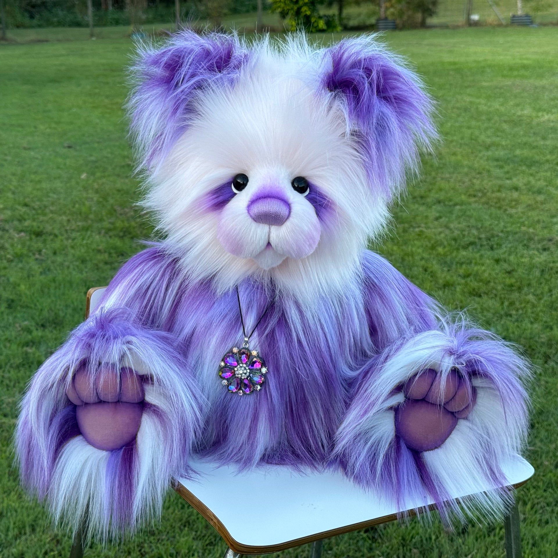 Bubbleplum - 24" Faux Fur Artist Bear by Emmas Bears - OOAK
