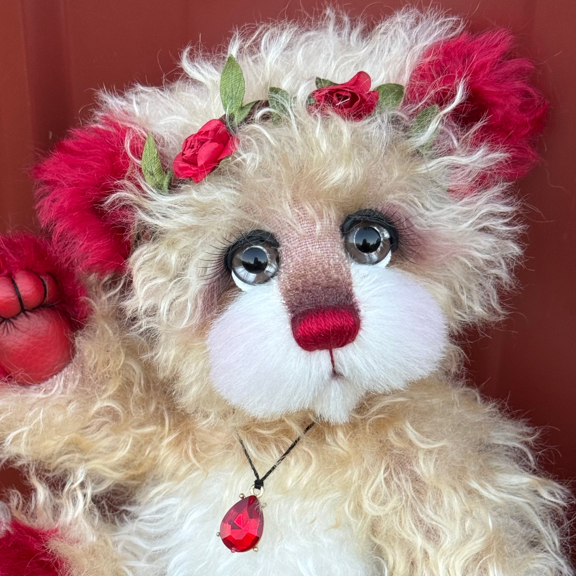 Ruby Rosebud - 12" Hand-dyed Mohair artist bear by Emma's Bears - OOAK