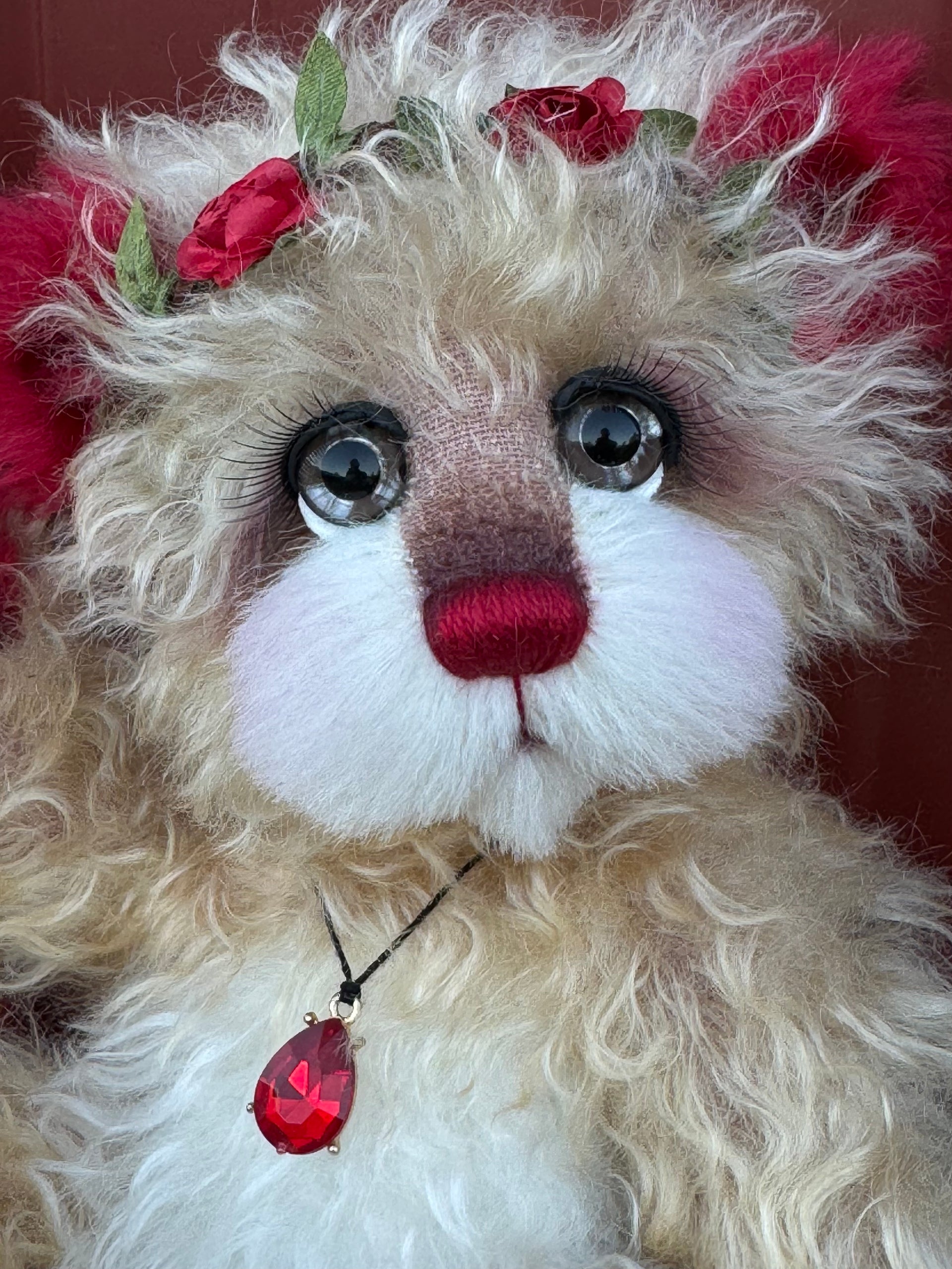 Ruby Rosebud - 12" Hand-dyed Mohair artist bear by Emma's Bears - OOAK