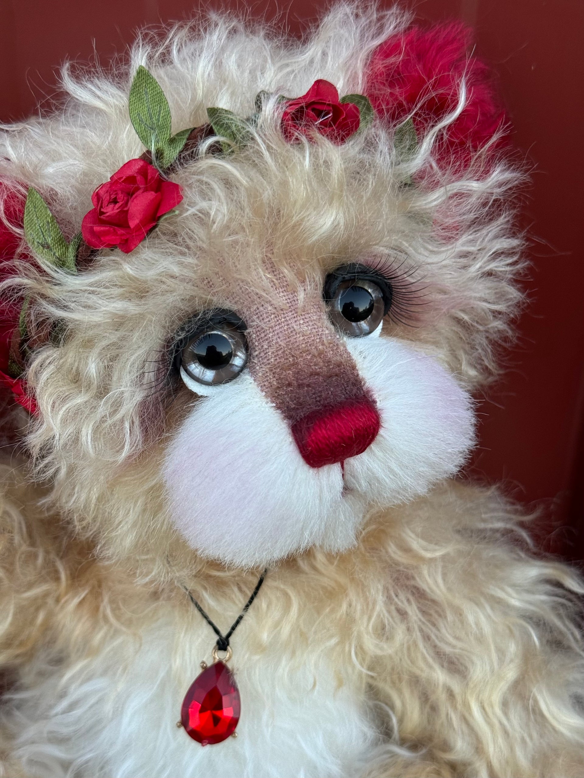 Ruby Rosebud - 12" Hand-dyed Mohair artist bear by Emma's Bears - OOAK