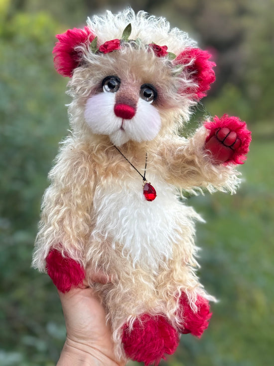 Ruby Rosebud - 12" Hand-dyed Mohair artist bear by Emma's Bears - OOAK