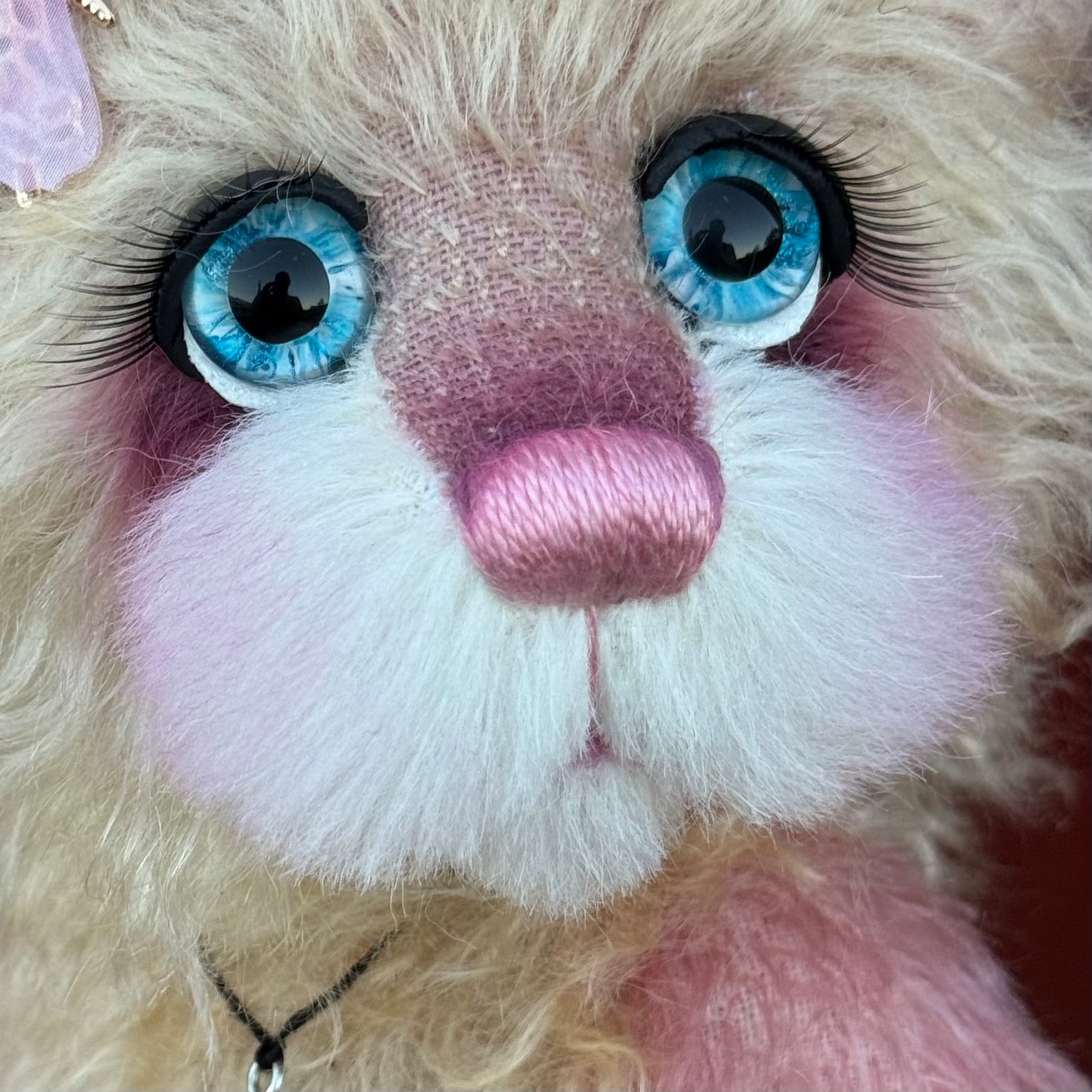 Strawberry Flutter - 12" Hand-dyed Mohair artist bear by Emma's Bears - OOAK