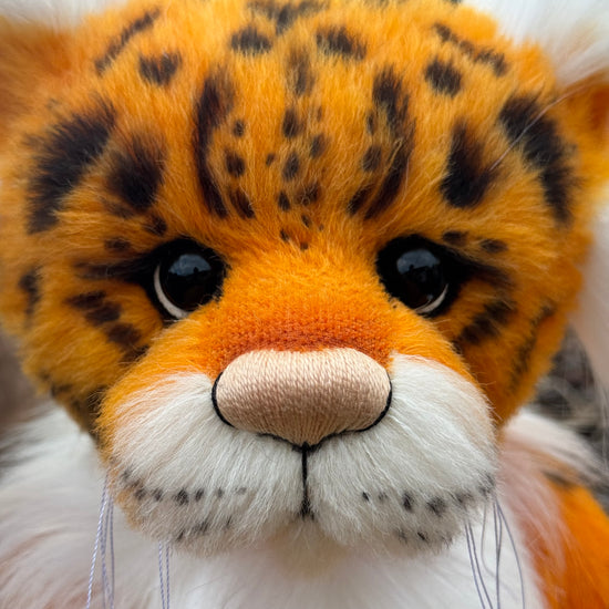 Papaya - 18" Hand-dyed Alpaca Snow Leopard Teddy by Emma's Bears - OOAK