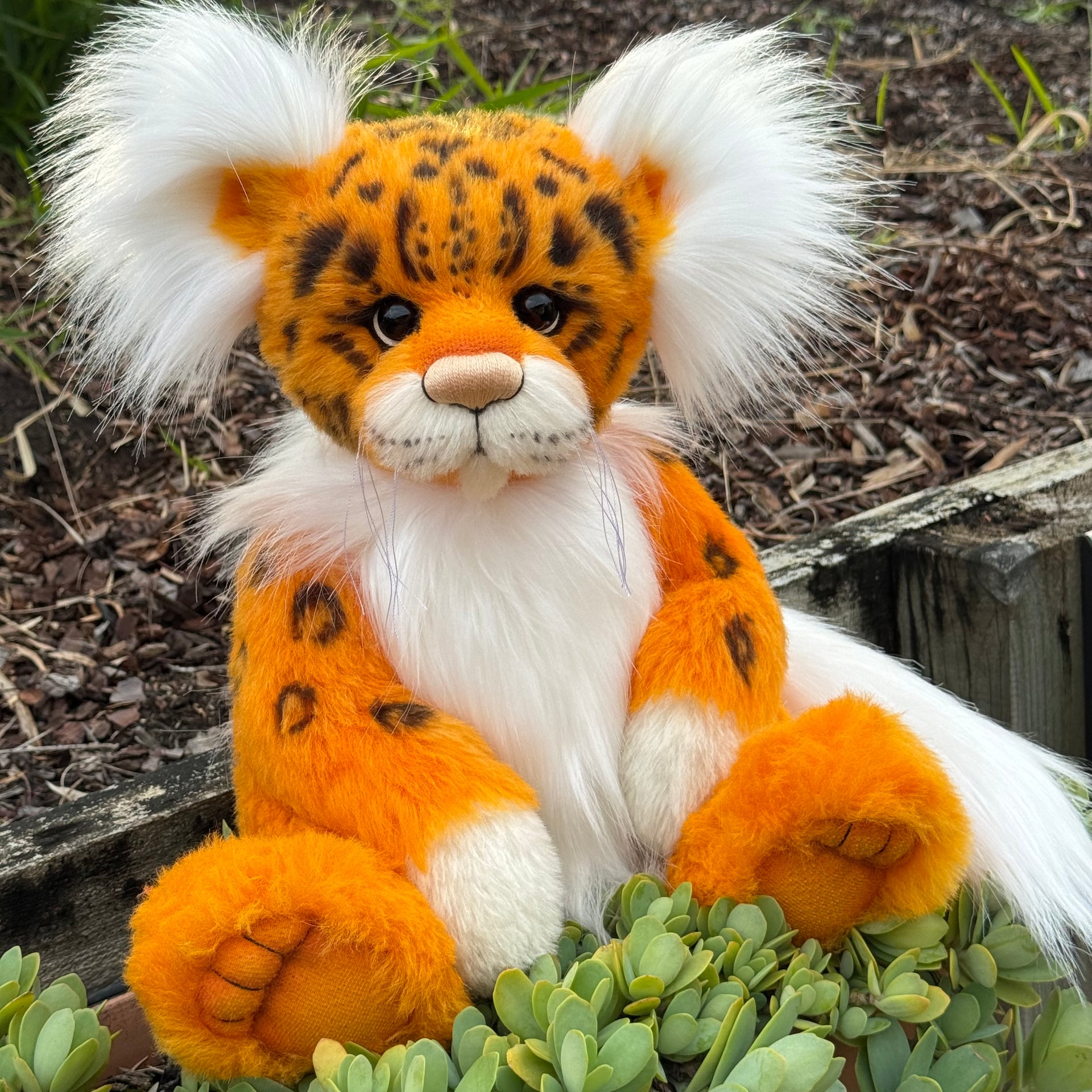 Papaya - 18" Hand-dyed Alpaca Snow Leopard Teddy by Emma's Bears - OOAK