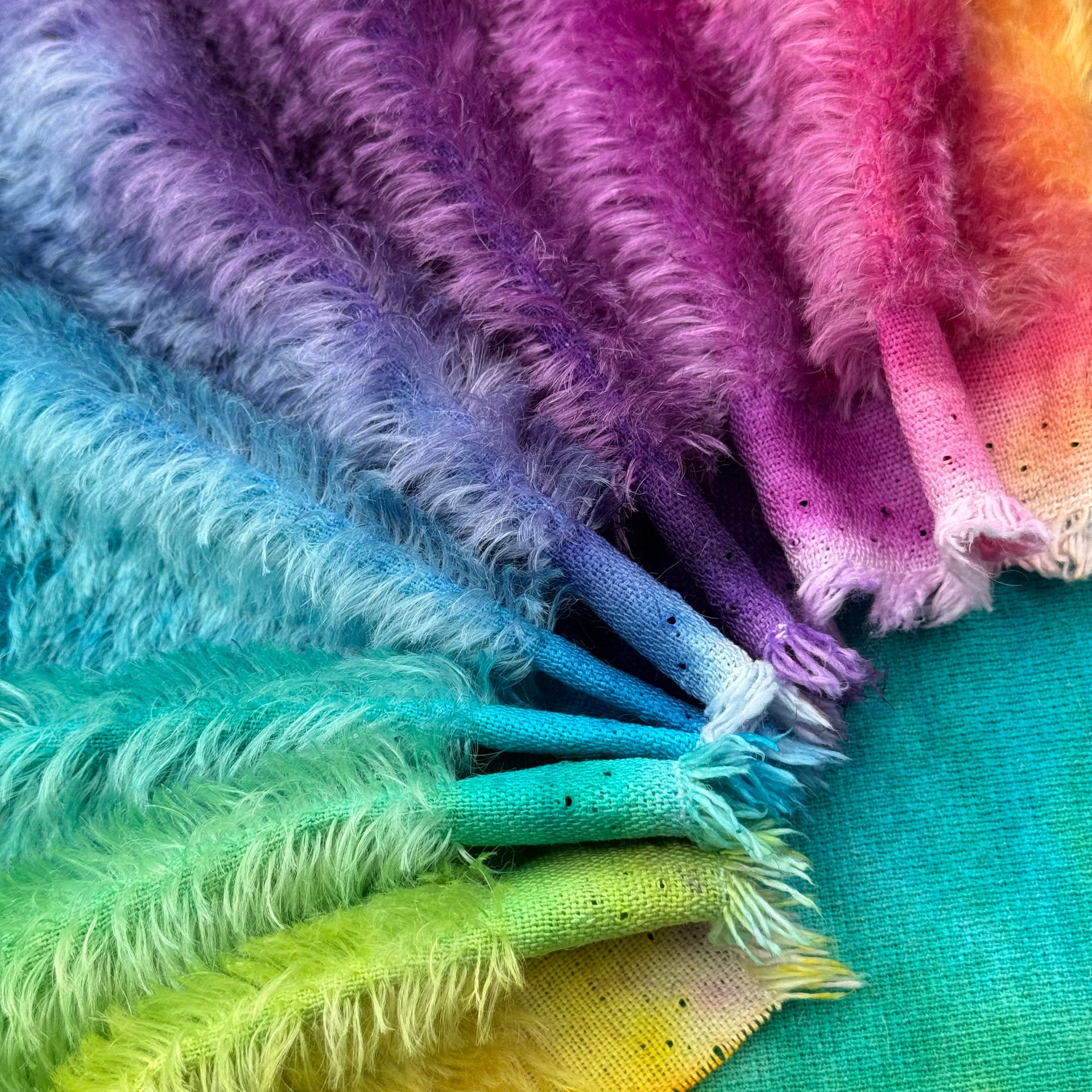 Classic Medium Straight Mohair - Hand Dyed Rainbow - Fat 1/8m - JUL112