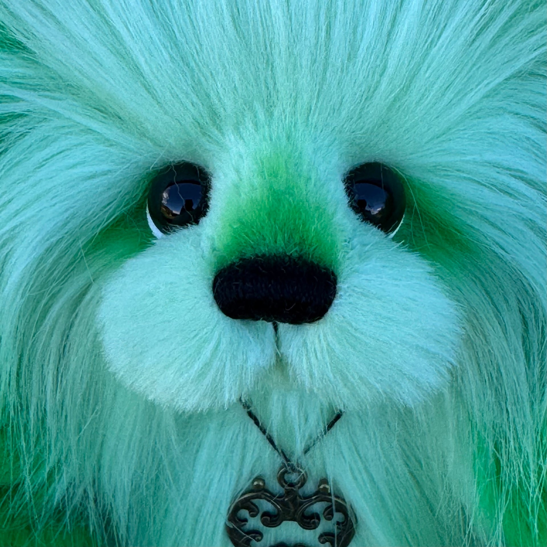 Shamrock - 13" Green Faux Fur Artist Bear by Emma's Bears - OOAK