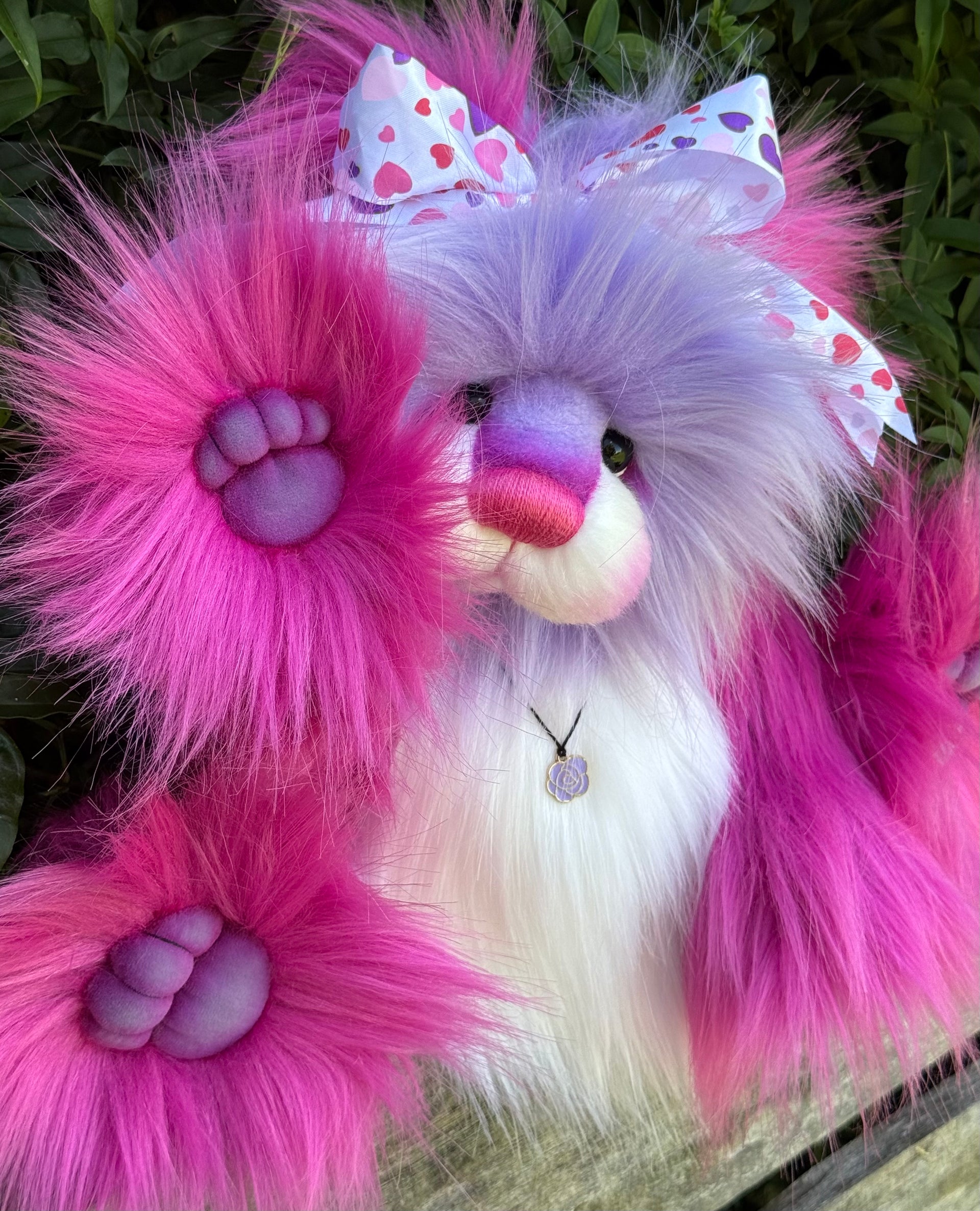 Flutter-Rose - 14.5" faux fur Artist Bear by Emma's Bears - OOAK