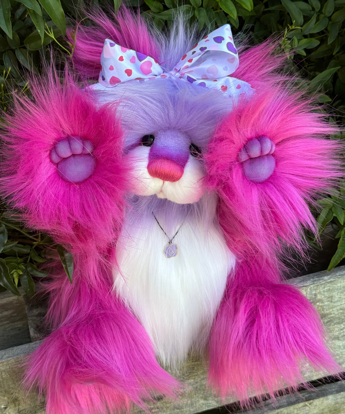 Flutter-Rose - 14.5" faux fur Artist Bear by Emma's Bears - OOAK