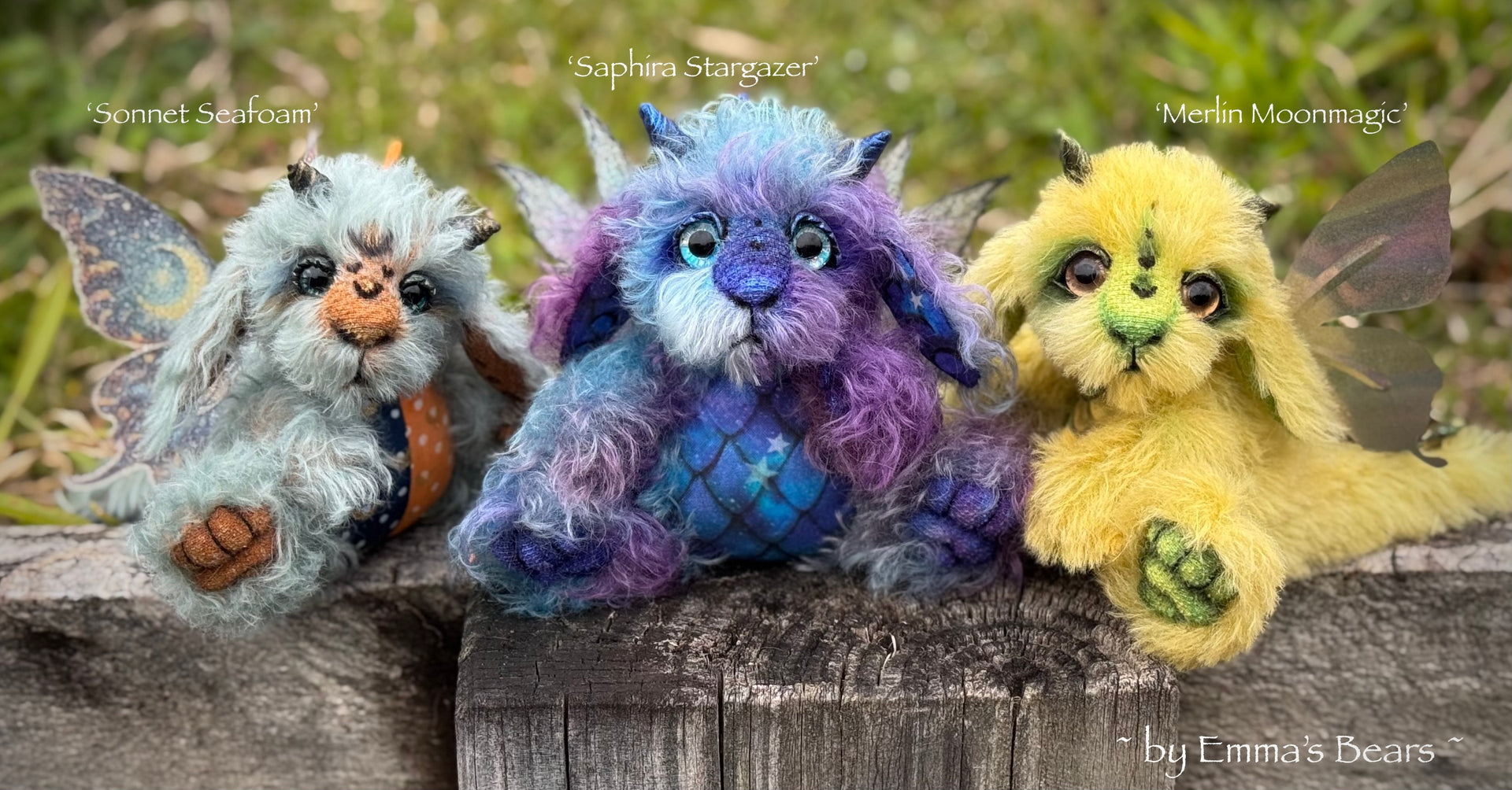 Sonnet Seafoam - 8" mohair Artist Baby Dragon by Emmas Bears - OOAK