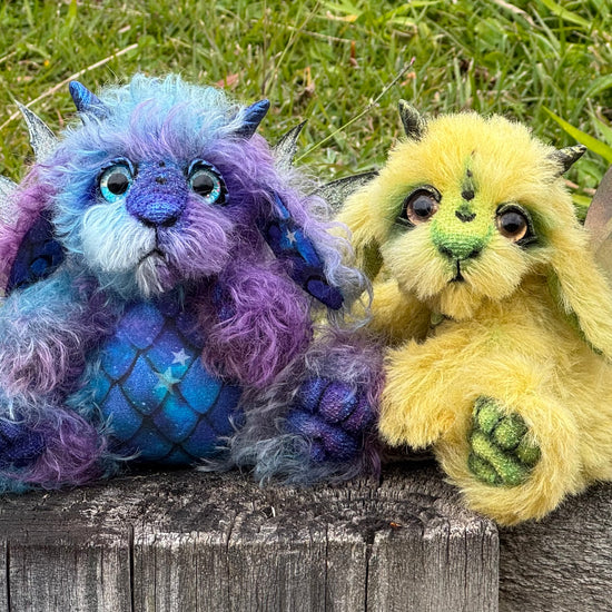 Custom Pair of Baby Dragons - mohair and alpaca Artist Baby Dragon by Emmas Bears - OOAK