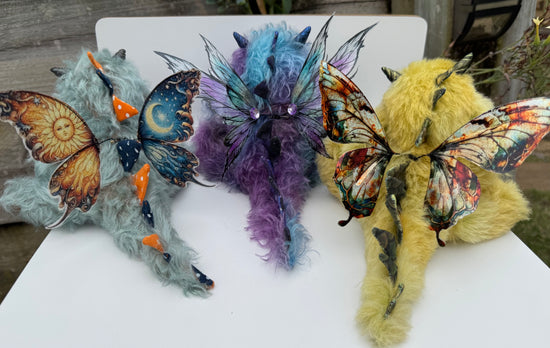 Custom Pair of Baby Dragons - mohair and alpaca Artist Baby Dragon by Emmas Bears - OOAK