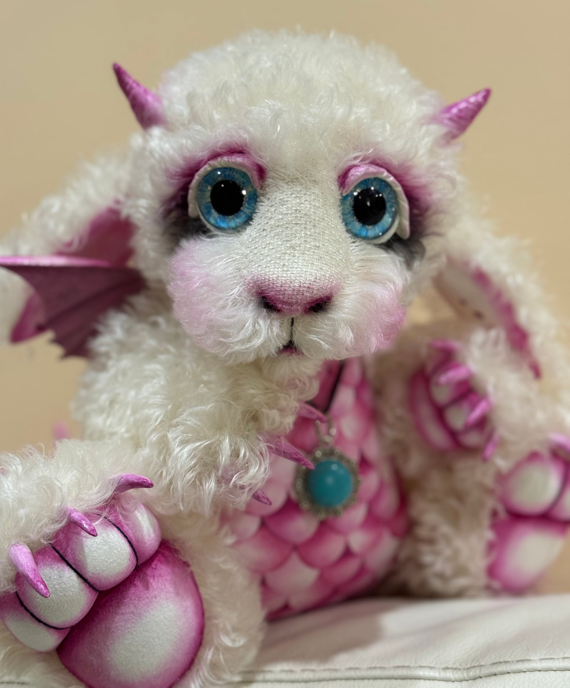 Sugarfig Giggle - 15" Kid Mohair Artist Baby Dragon by Emmas Bears - OOAK