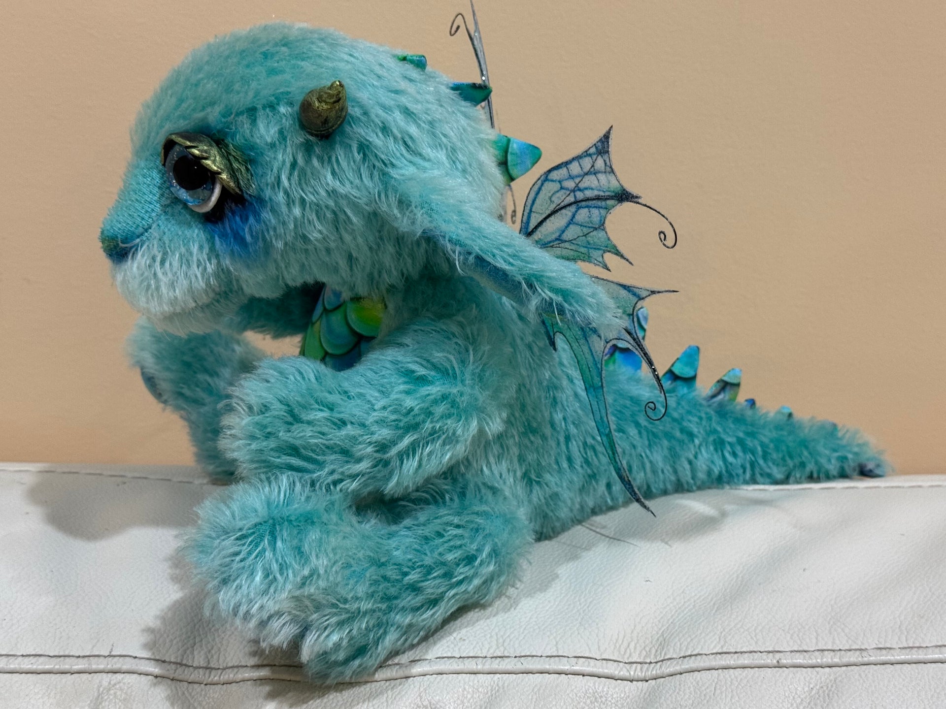 Calico Seablossom - 12" mohair Artist Baby Dragon by Emmas Bears - OOAK
