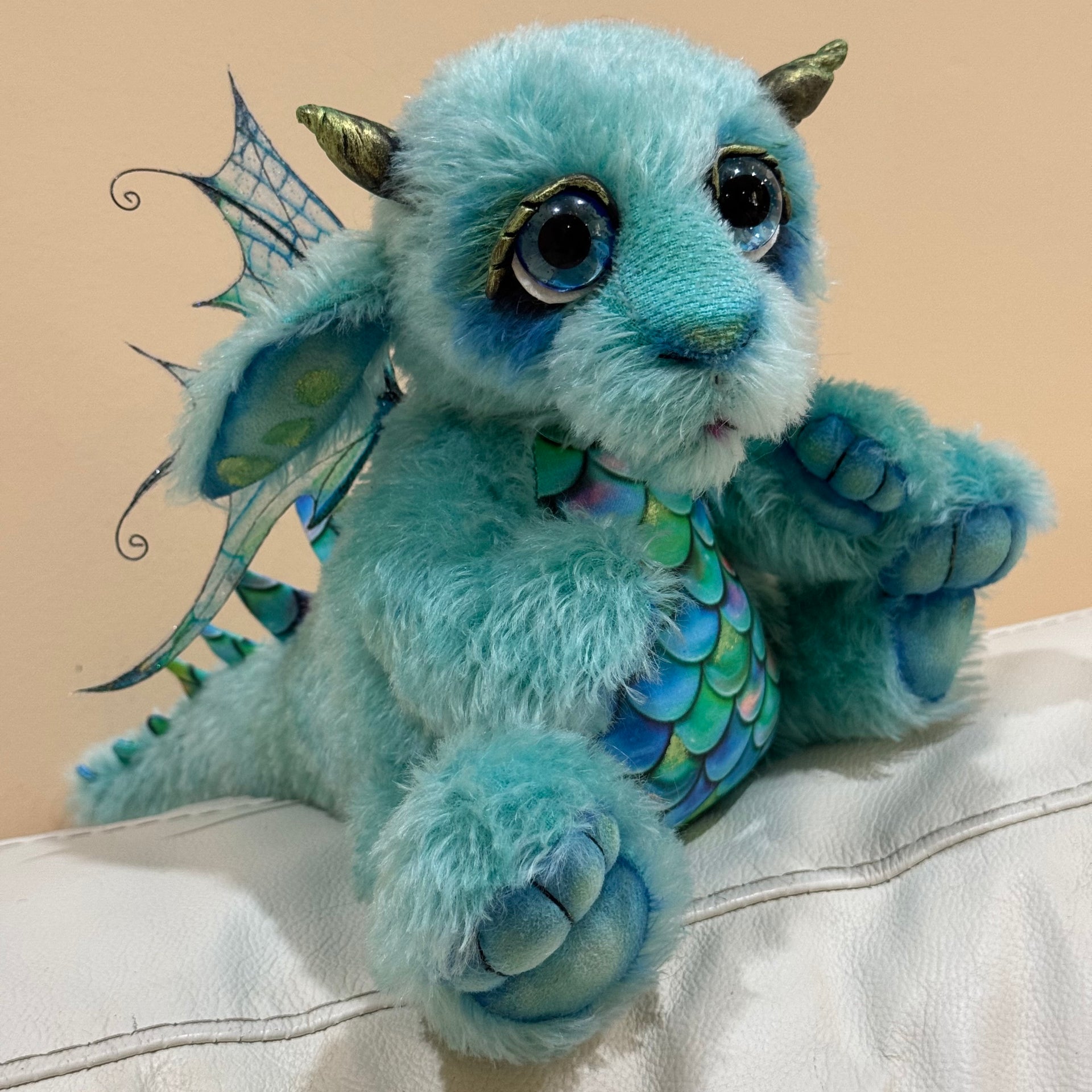 Calico Seablossom - 12" mohair Artist Baby Dragon by Emmas Bears - OOAK