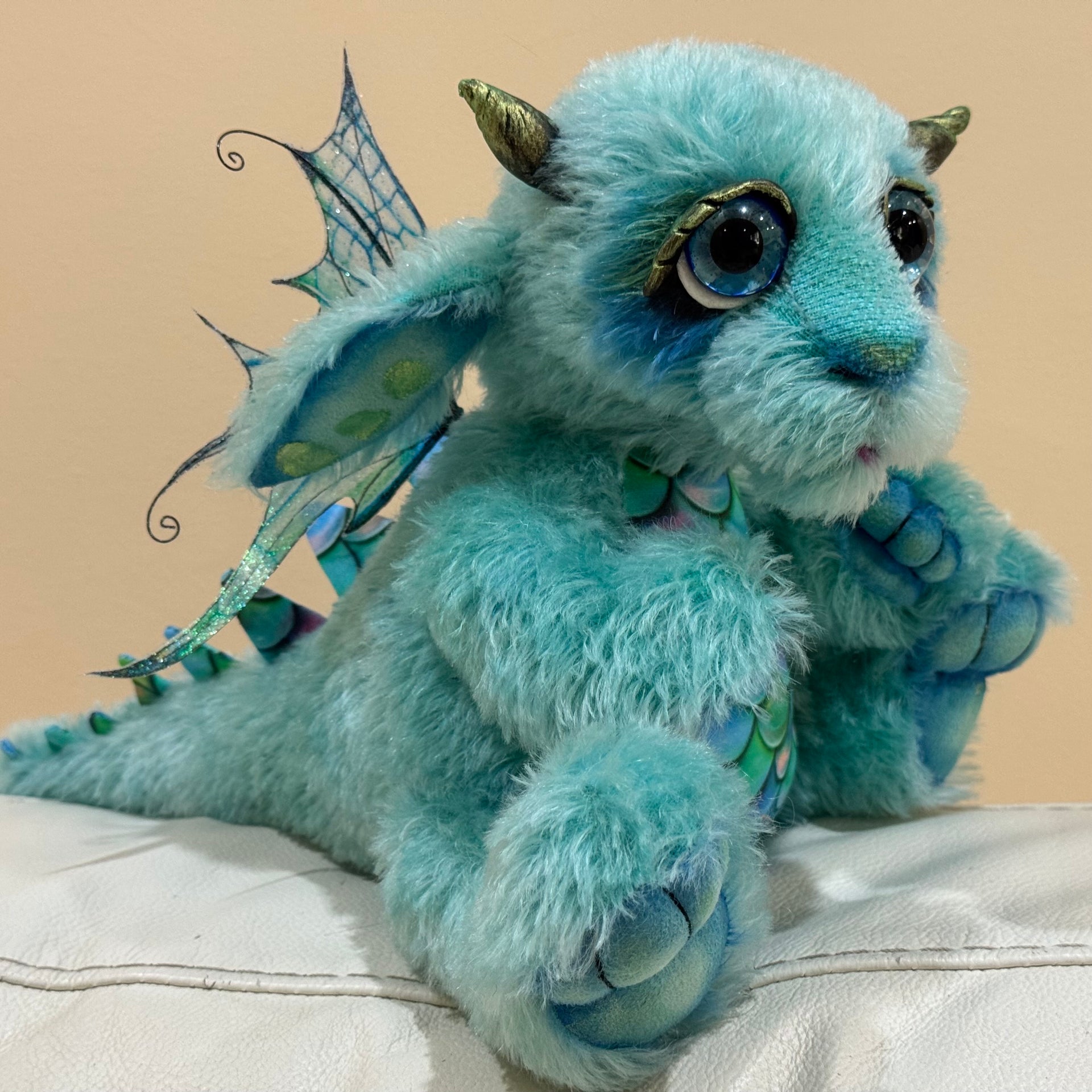 Calico Seablossom - 12" mohair Artist Baby Dragon by Emmas Bears - OOAK