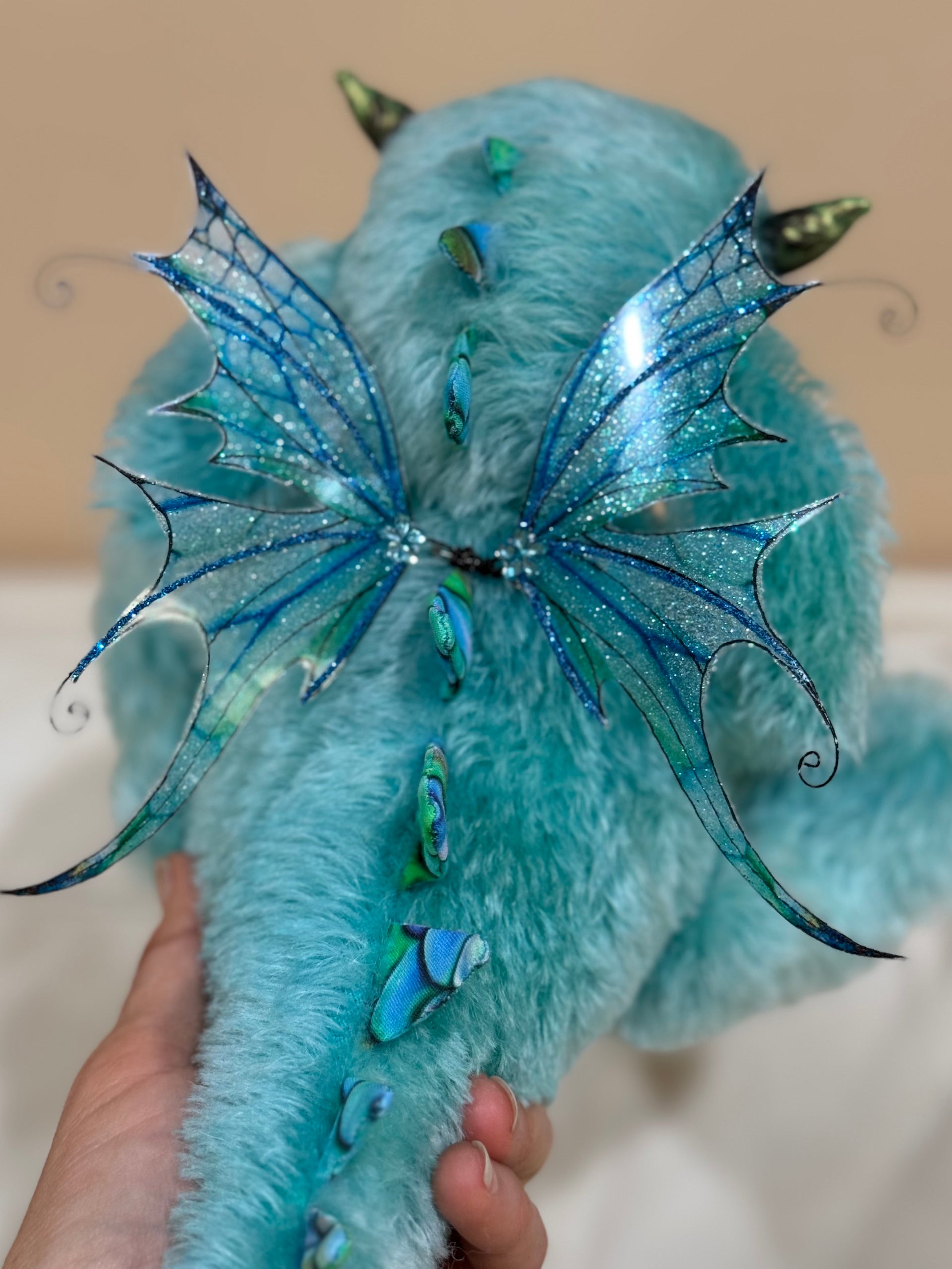 Calico Seablossom - 12" mohair Artist Baby Dragon by Emmas Bears - OOAK