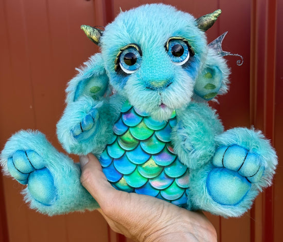 Calico Seablossom - 12" mohair Artist Baby Dragon by Emmas Bears - OOAK