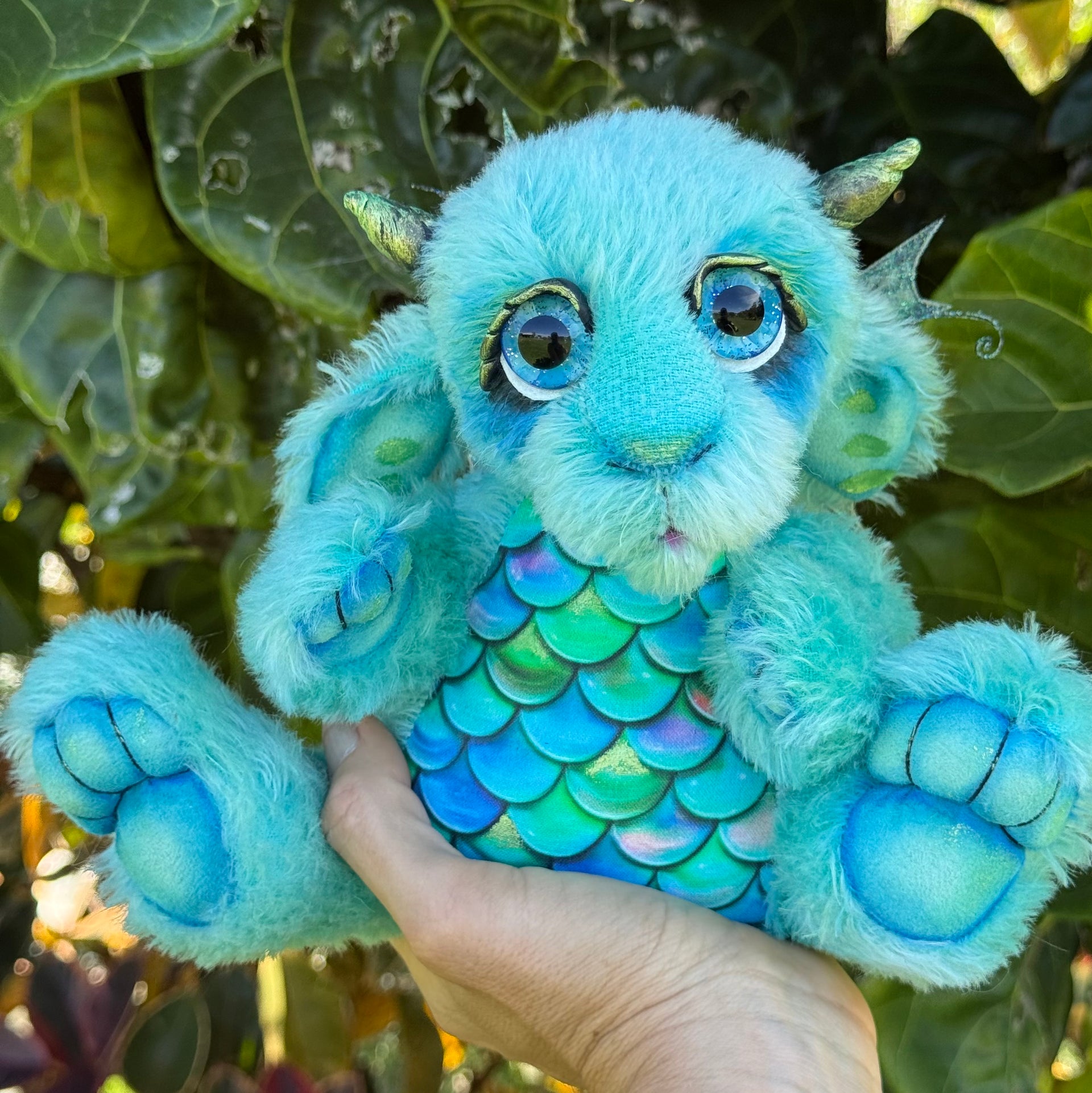 Calico Seablossom - 12" mohair Artist Baby Dragon by Emmas Bears - OOAK