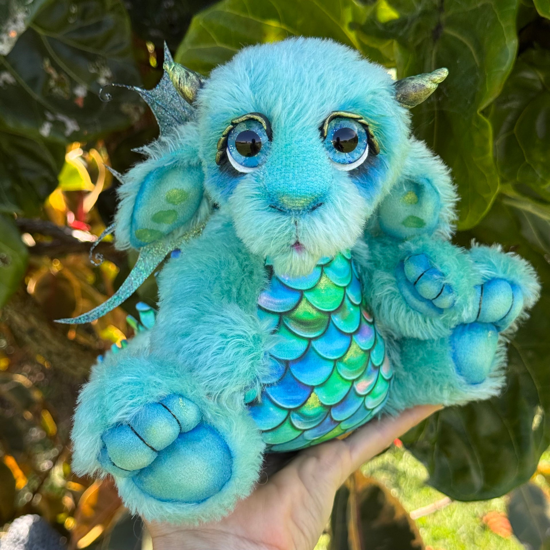 Calico Seablossom - 12" mohair Artist Baby Dragon by Emmas Bears - OOAK