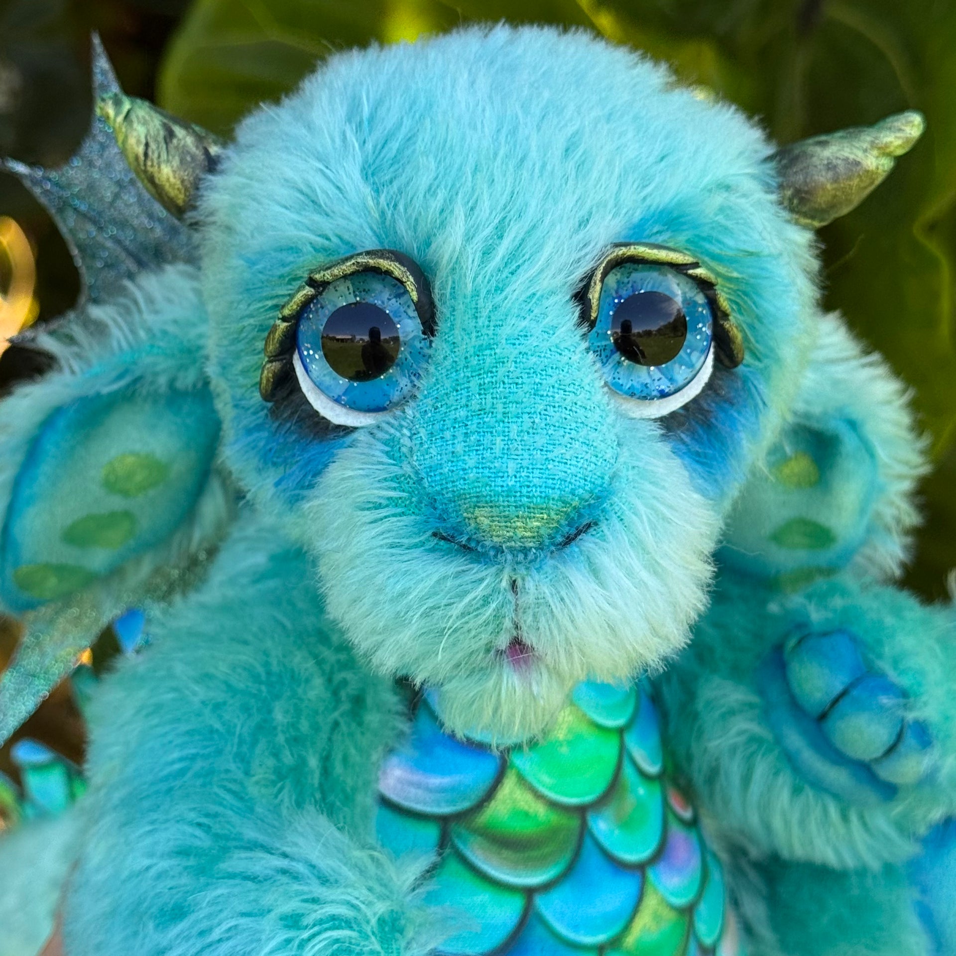 Calico Seablossom - 12" mohair Artist Baby Dragon by Emmas Bears - OOAK