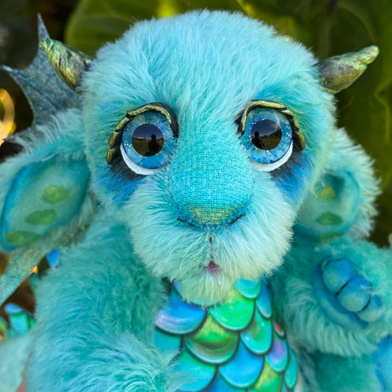Calico Seablossom - 12" mohair Artist Baby Dragon by Emmas Bears - OOAK
