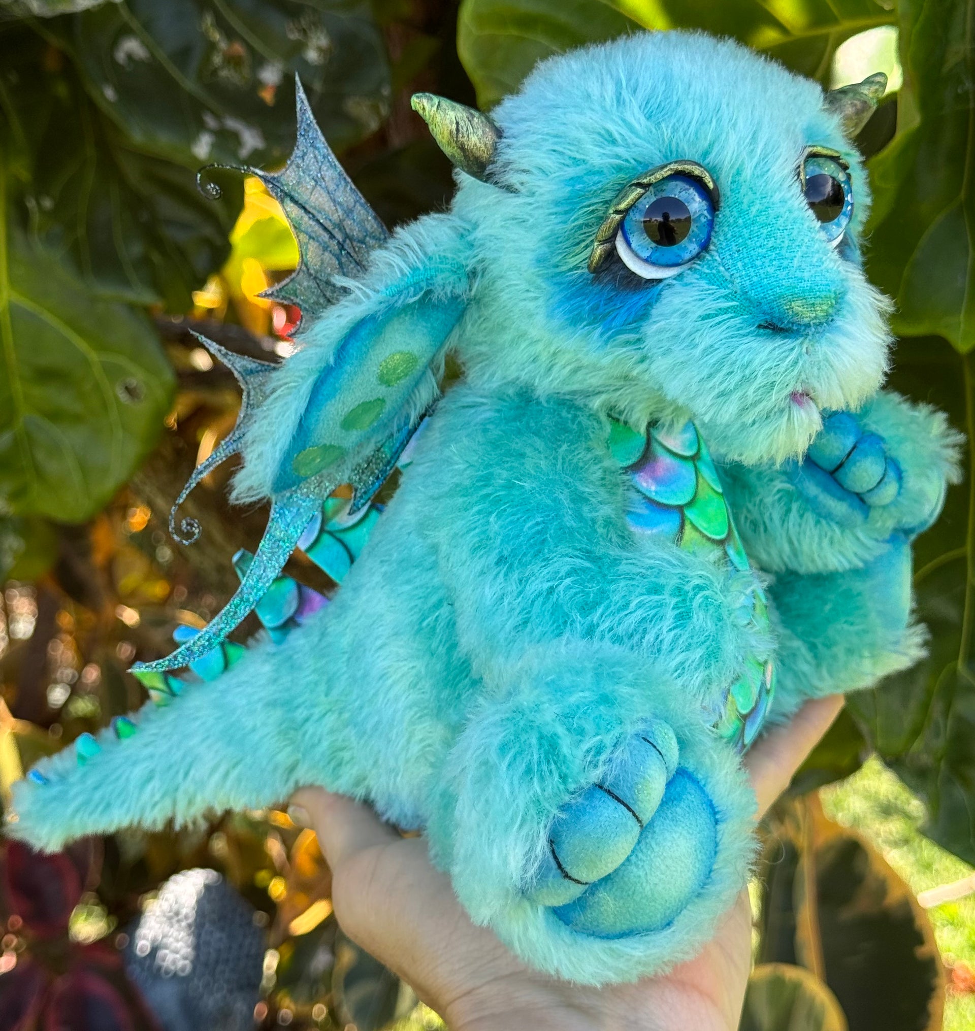 Calico Seablossom - 12" mohair Artist Baby Dragon by Emmas Bears - OOAK