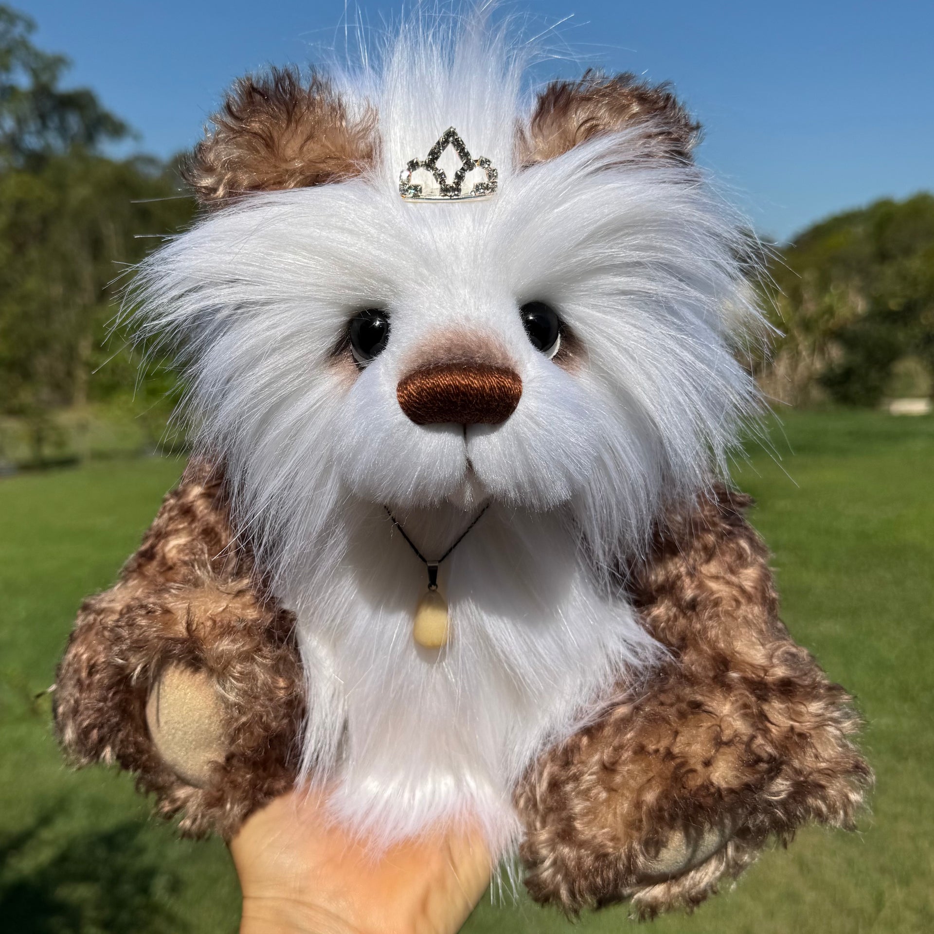 Bellflower Mello - 12" kid mohair and luxury faux fur artist bear by Emma's Bears - OOAK