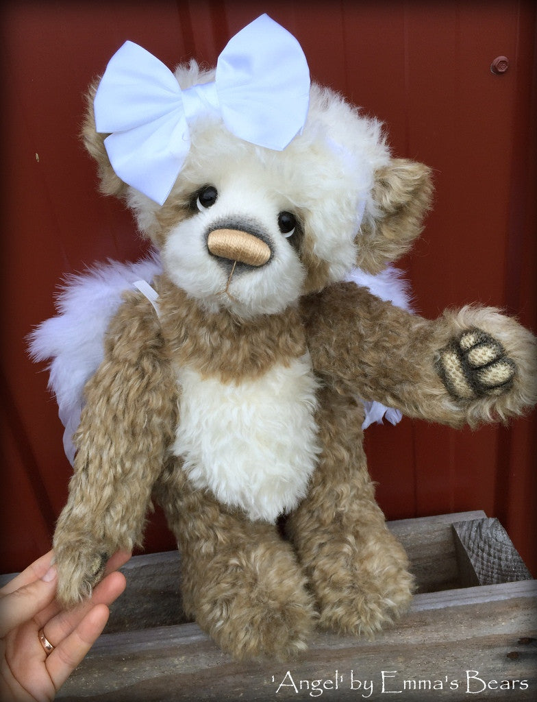 Angel - 16" mohair angelwing artist panda bear by Emmas Bears - OOAK