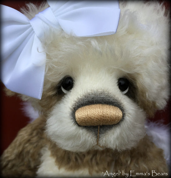 Angel - 16" mohair angelwing artist panda bear by Emmas Bears - OOAK