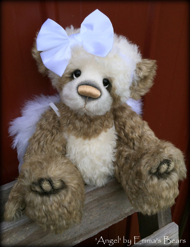 Angel - 16" mohair angelwing artist panda bear by Emmas Bears - OOAK
