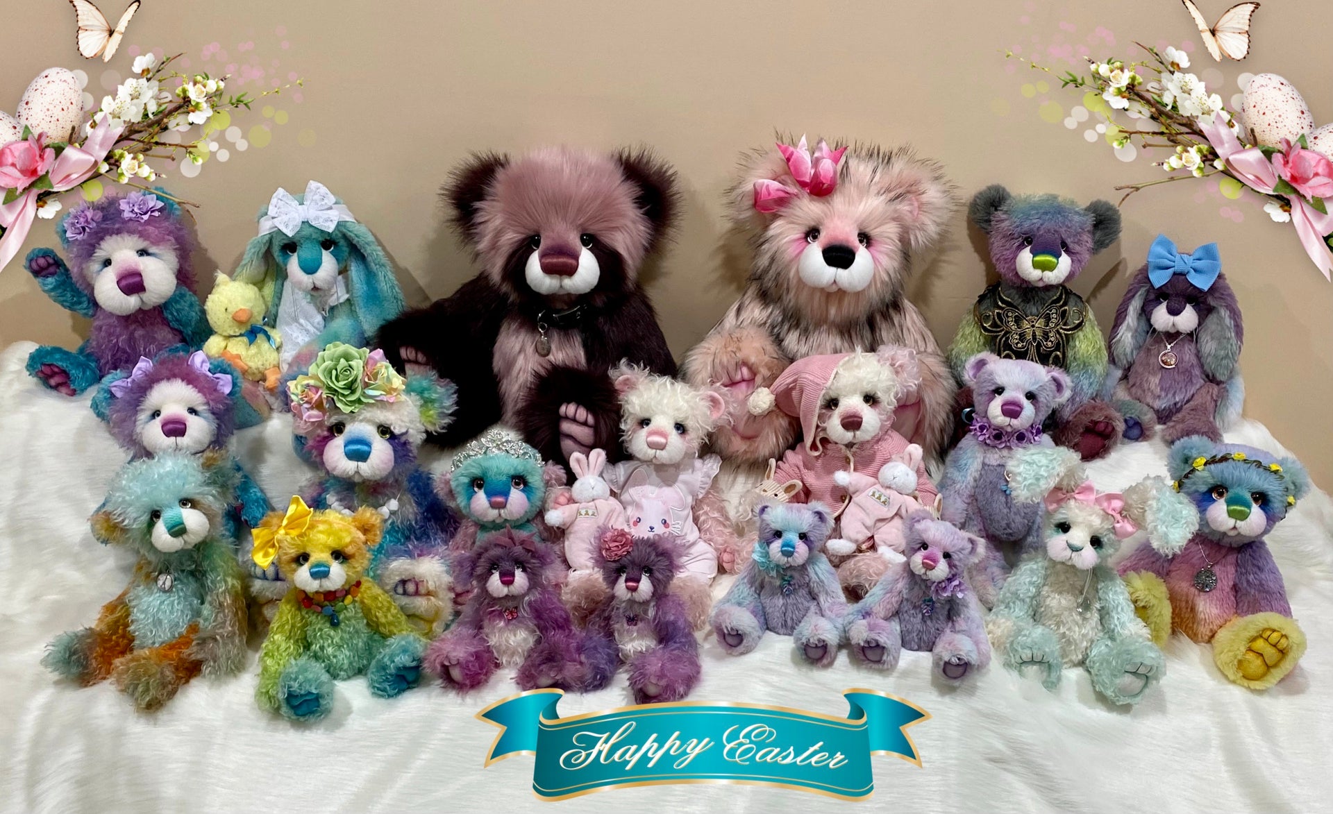 Tulip - 11" Hand-Dyed mohair and alpaca bear by Emma's Bears - OOAK