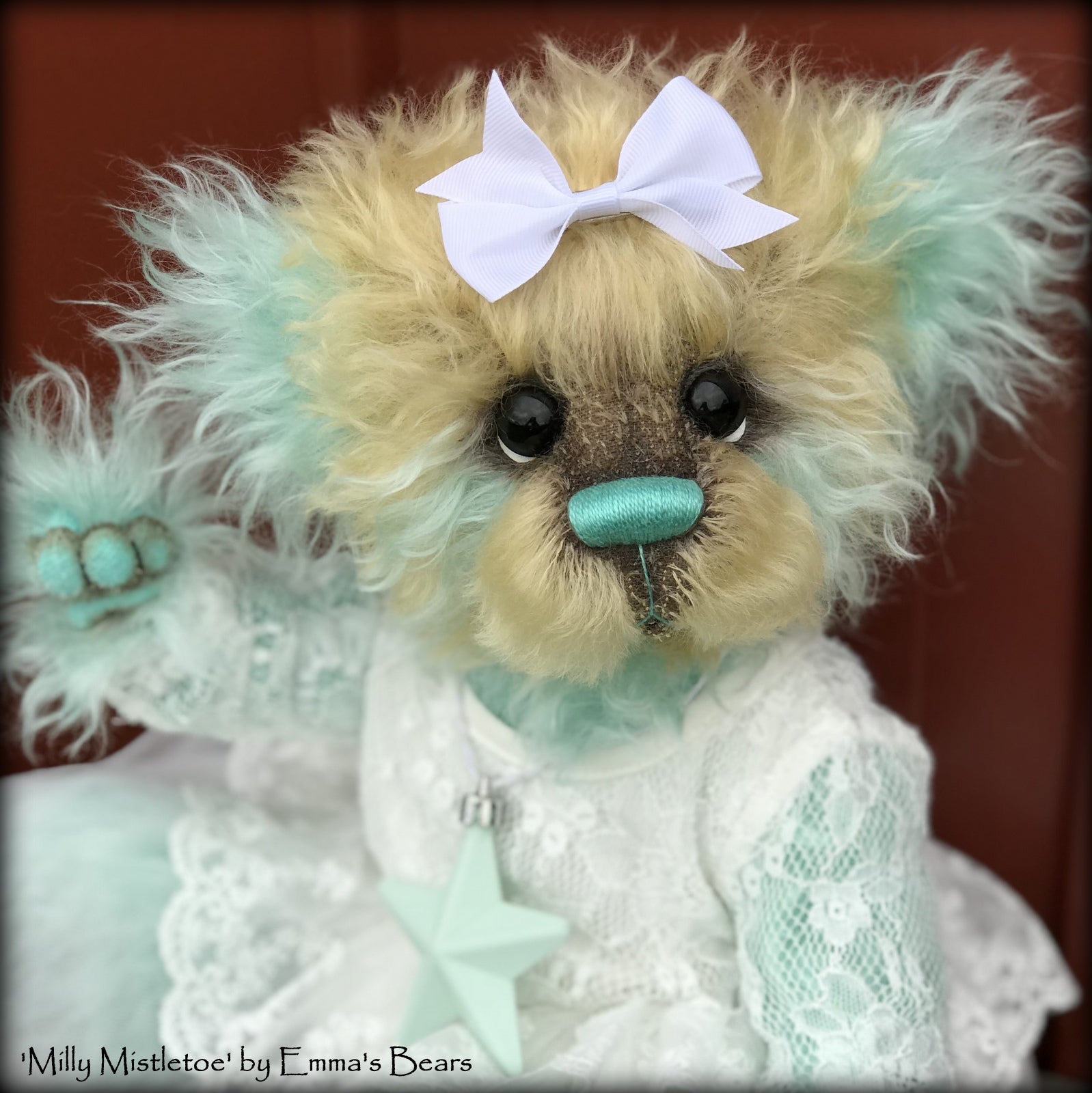 Milly Mistletoe - 16" MOHAIR Artist baby style Panda Bear by Emma's Bears - OOAK