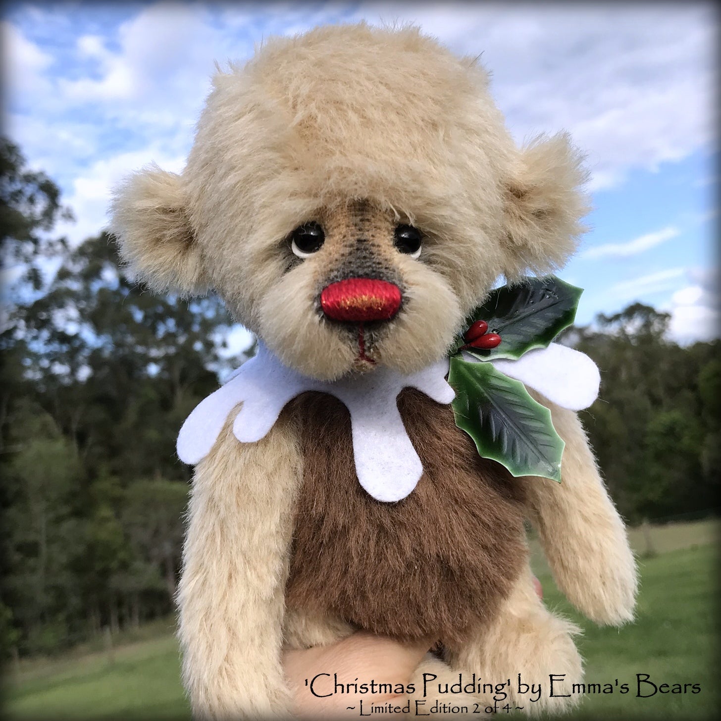 Christmas Pudding L/E 2 of 4 - Handmade ALPACA artist bear by Emma's Bears