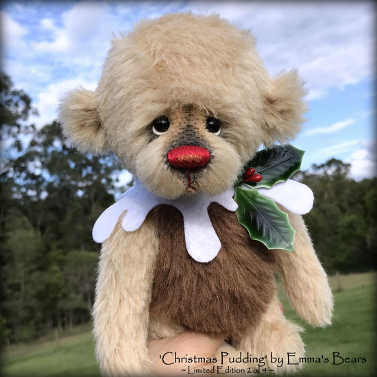 Christmas Pudding L/E 2 of 4 - Handmade ALPACA artist bear by Emma's Bears