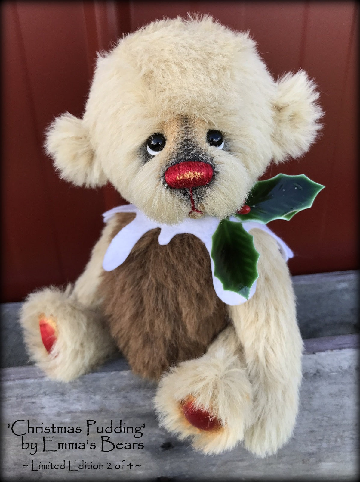 Christmas Pudding L/E 2 of 4 - Handmade ALPACA artist bear by Emma's Bears