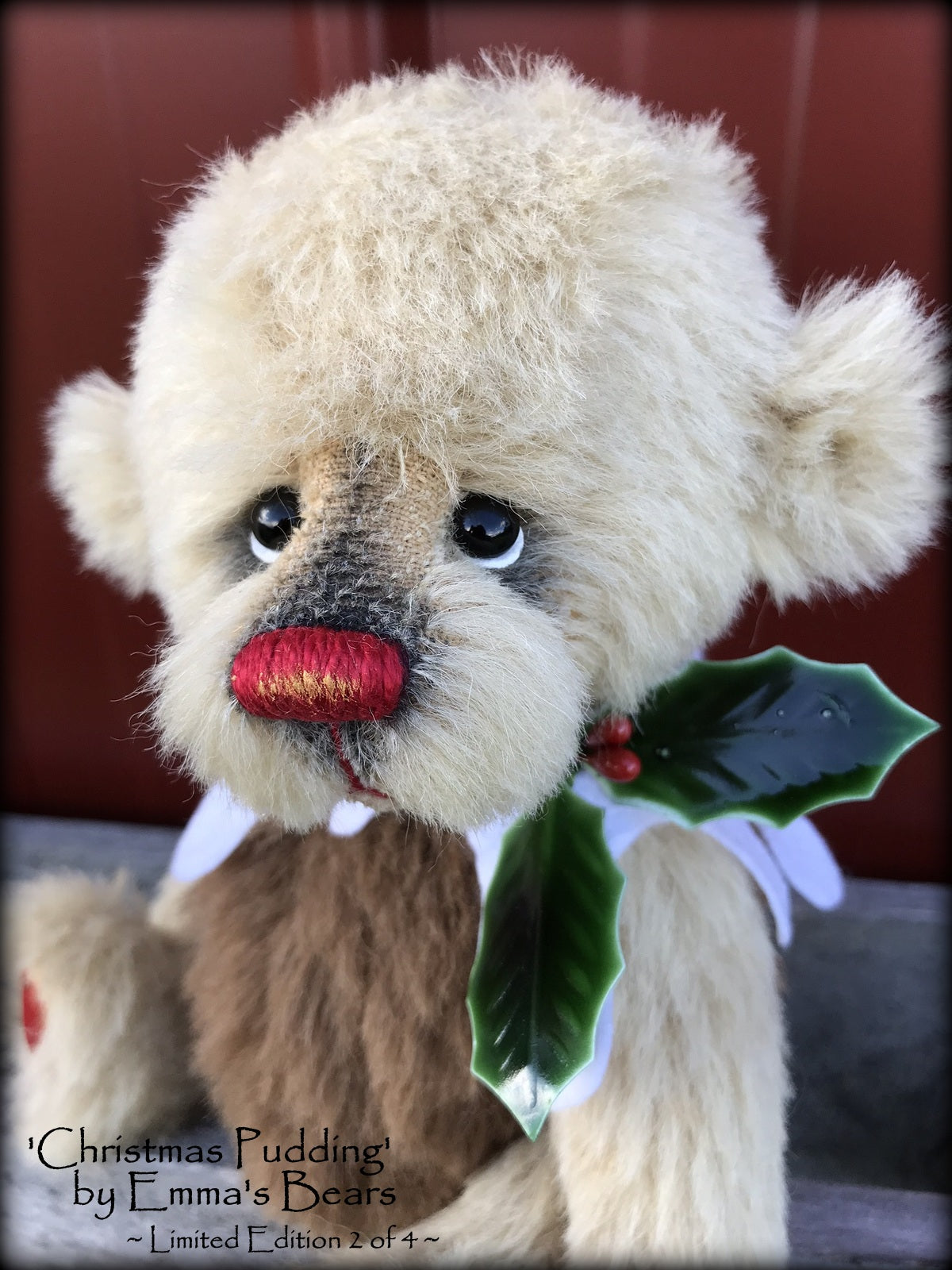 Christmas Pudding L/E 2 of 4 - Handmade ALPACA artist bear by Emma's Bears