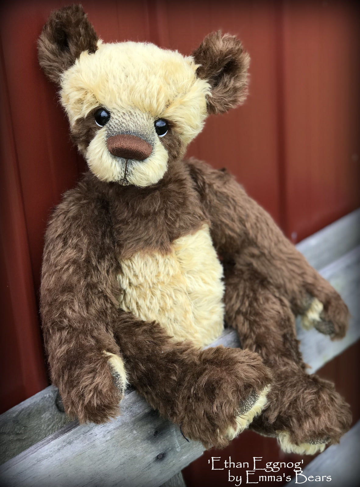 Ethan Eggnog - 21" mohair Artist toddler style Panda Bear by Emma's Bears - OOAK