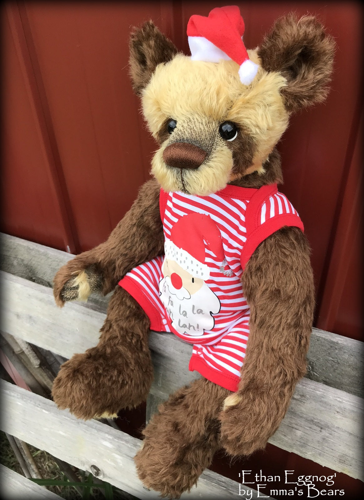 Ethan Eggnog - 21" mohair Artist toddler style Panda Bear by Emma's Bears - OOAK