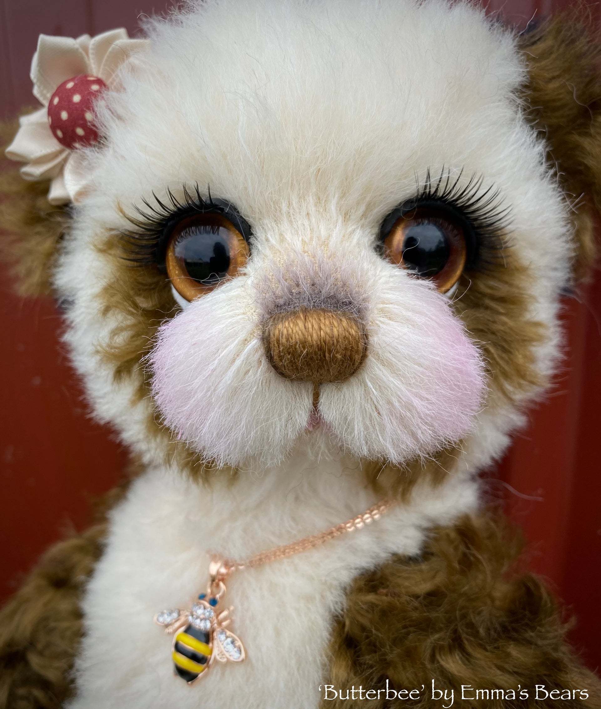 Butterbee - 12" curly kid mohair artist panda bear by Emma's Bears  - OOAK